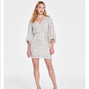 Eliza J Silver Sequin Cocktail Dresd